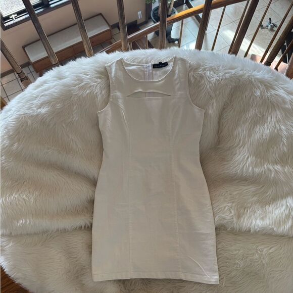 White Sleeveless denim Dress - Picture 6 of 7